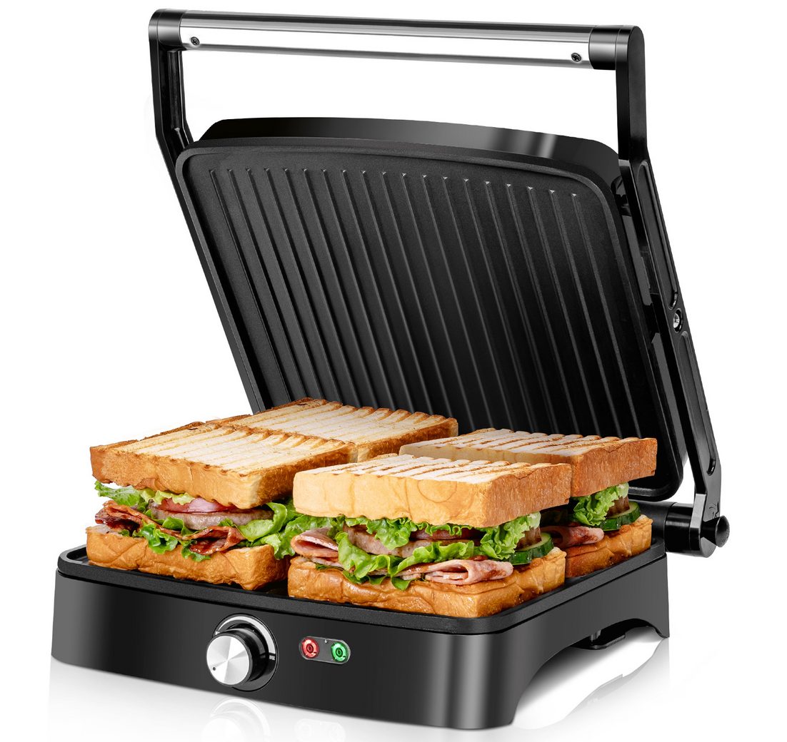 Aigostar Paninigrill Kontaktgrill/Sandwichmaker/Panini Grill 3 in 1 mit Temperaturregelung