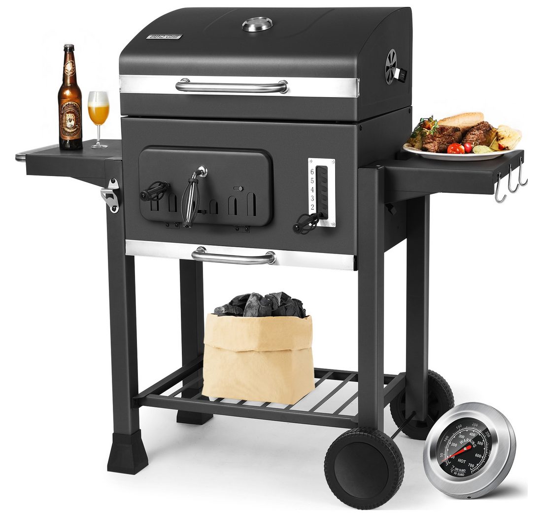 TLGREEN Holzkohlegrill Grillwagen XXL