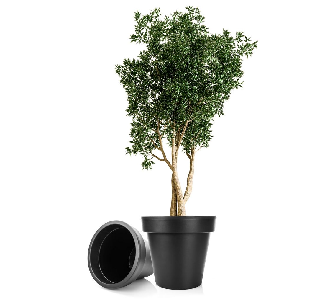 BigDean Blumentopf 2x Pflanzkübel XXL ø 60 cm anthrazit wetterfester Blumenkübel