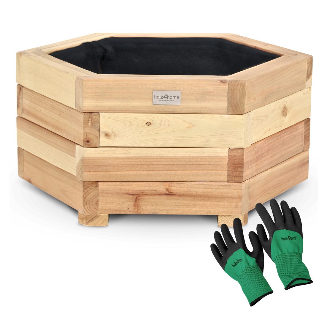 Holz4home® Pflanzkübel 6-eckig aus Tannenholz I Outdoor Blumenkübel für Garten Balkon