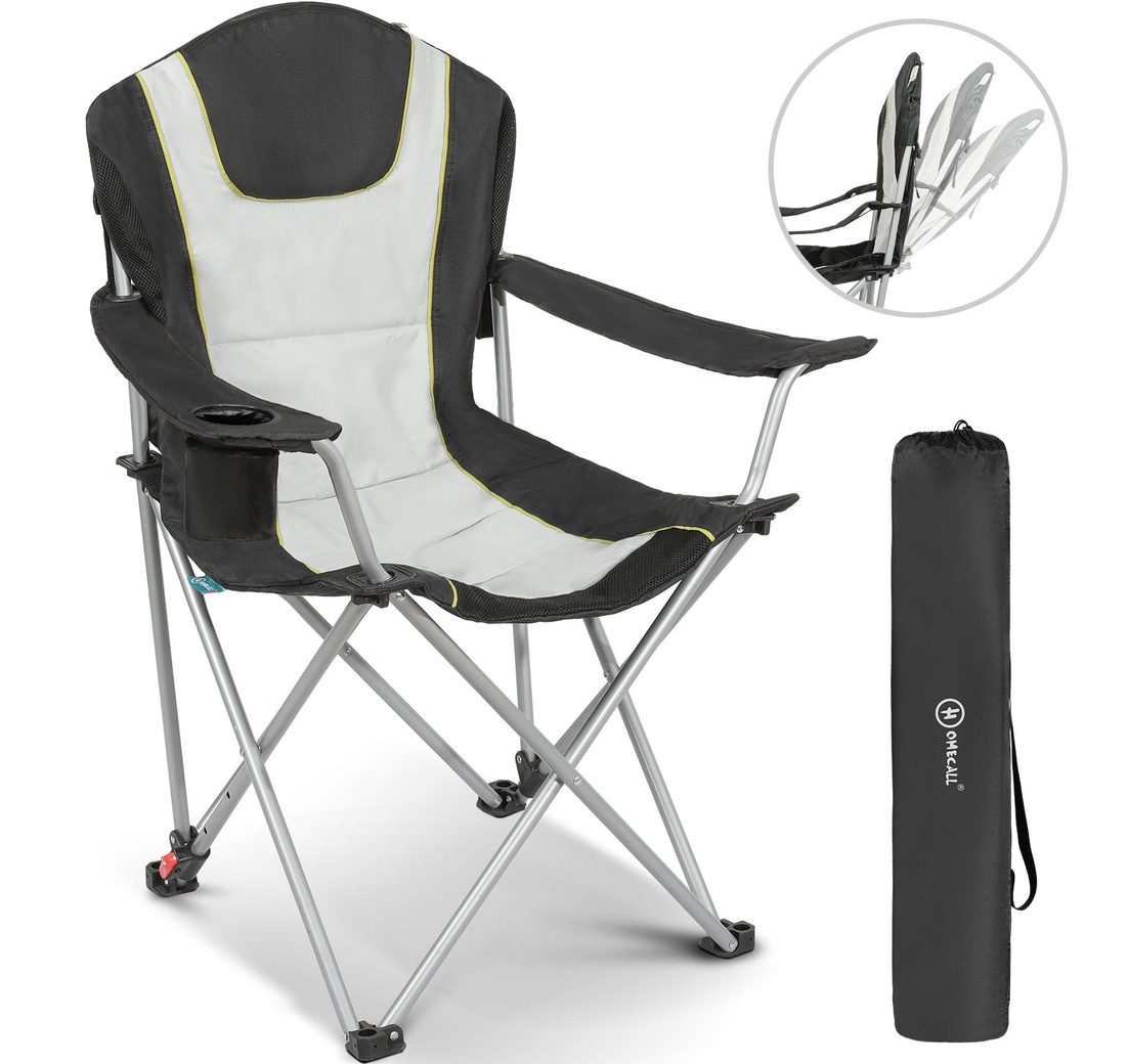 HOMECALL Campingstuhl Anglerstuhl Flatsessel Klappbar Liegestuhl (Getränkehalter