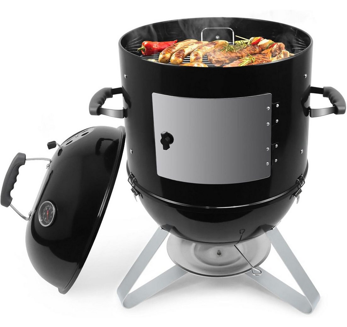 SunJas Holzkohlegrill K-22018S mit Regulierbar Luftabzug und Thermometer
