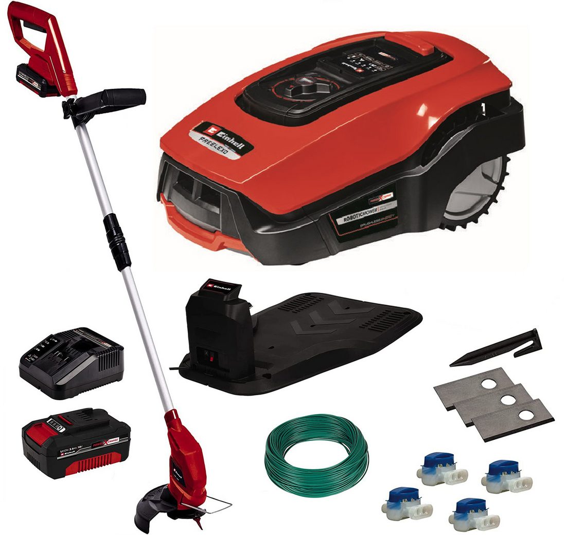 Einhell Rasenmähroboter XXL Set: FREELEXO 1000BT SET + Power X-Change PXC Starter Kit 18V 4Ah